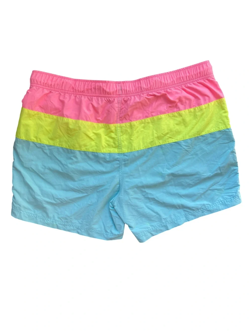 Nautica Swim Trunks Men's XXL Pink Yellow Blue Stripe Lined Beach Shorts